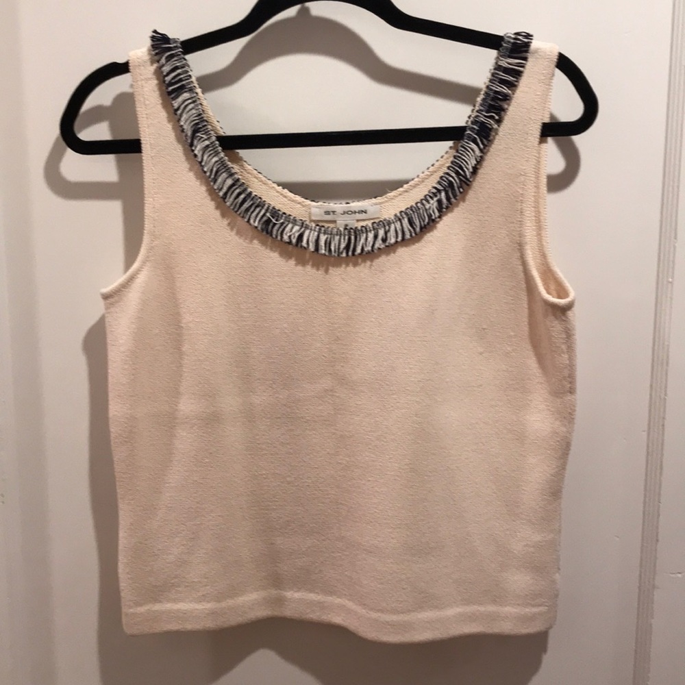 Classic cream shell with sassy fringed neckline